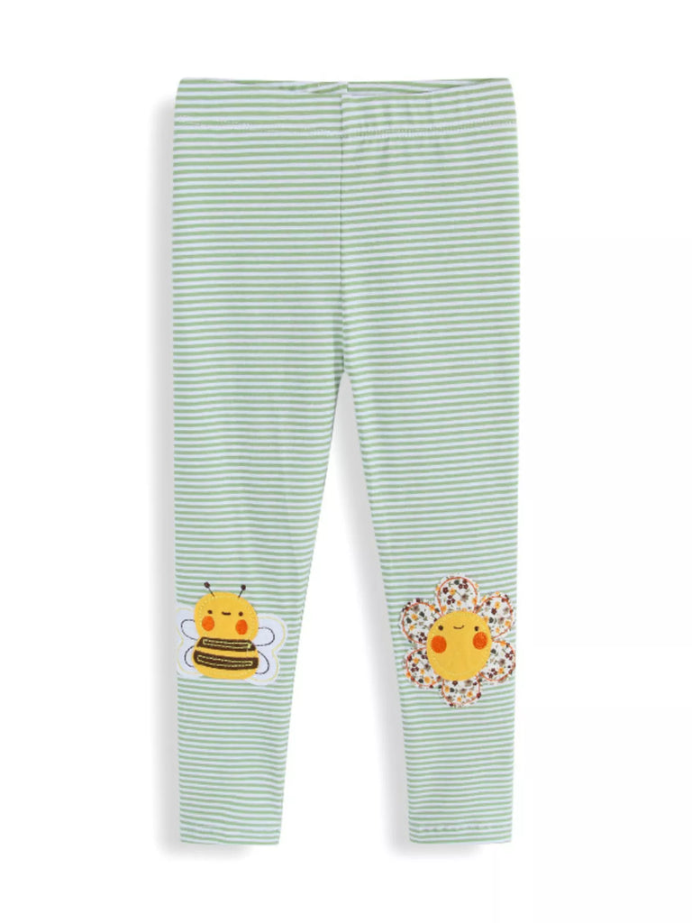 Children's Striped Bee Flower Appliqued Leggings