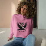 Angel Rider Crop Hoodie — Gothic Winged Angel Graphic Crop Sweatshirt thumbnail 12