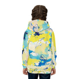Kids Abstract Watercolor Hoodie – Blue & Yellow All-Over Print thumbnail 5