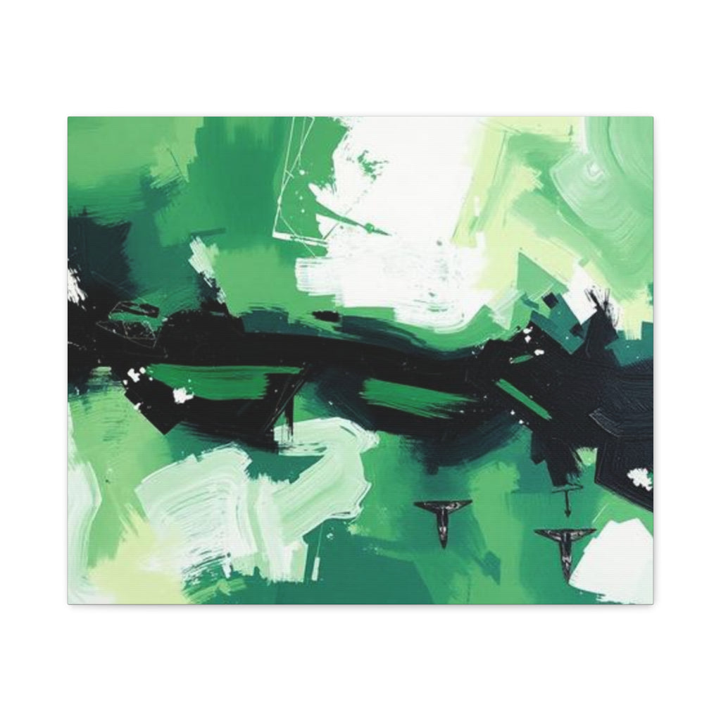 Abstract Green Brushstroke Canvas Print