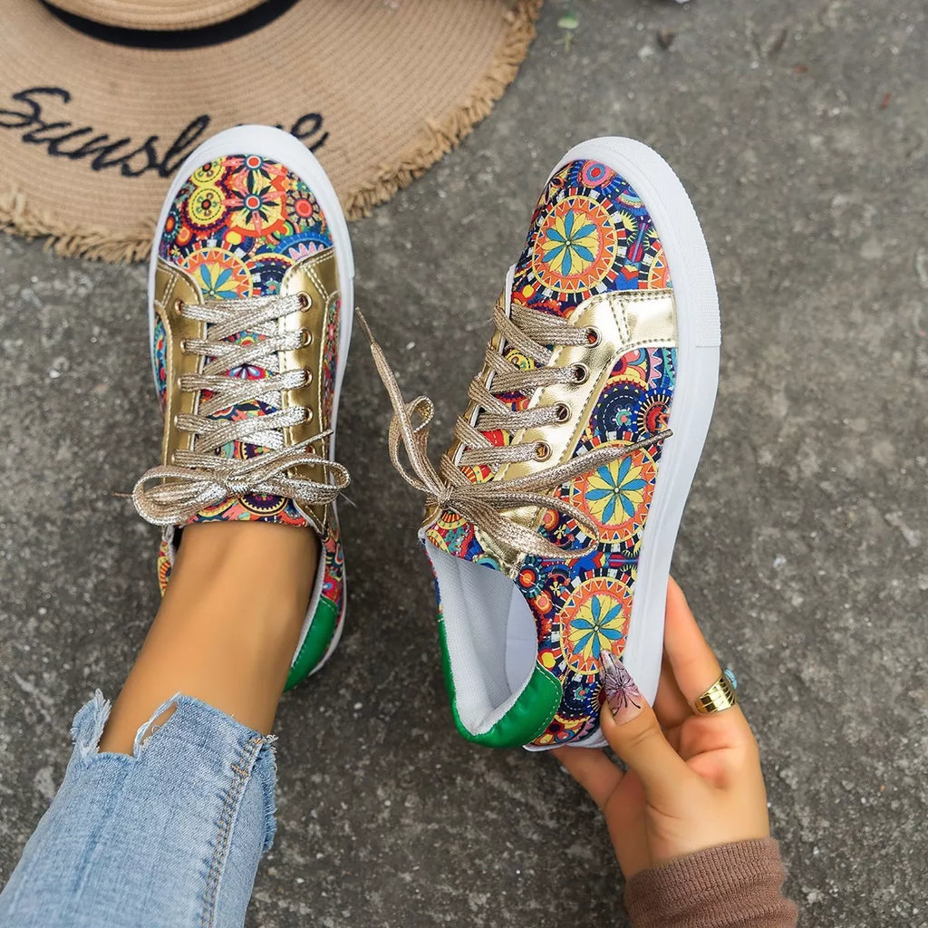 Printed Round Toe Sneakers