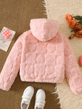 Children's Heart Pattern Fuzzy Hooded Outerwear thumbnail 3