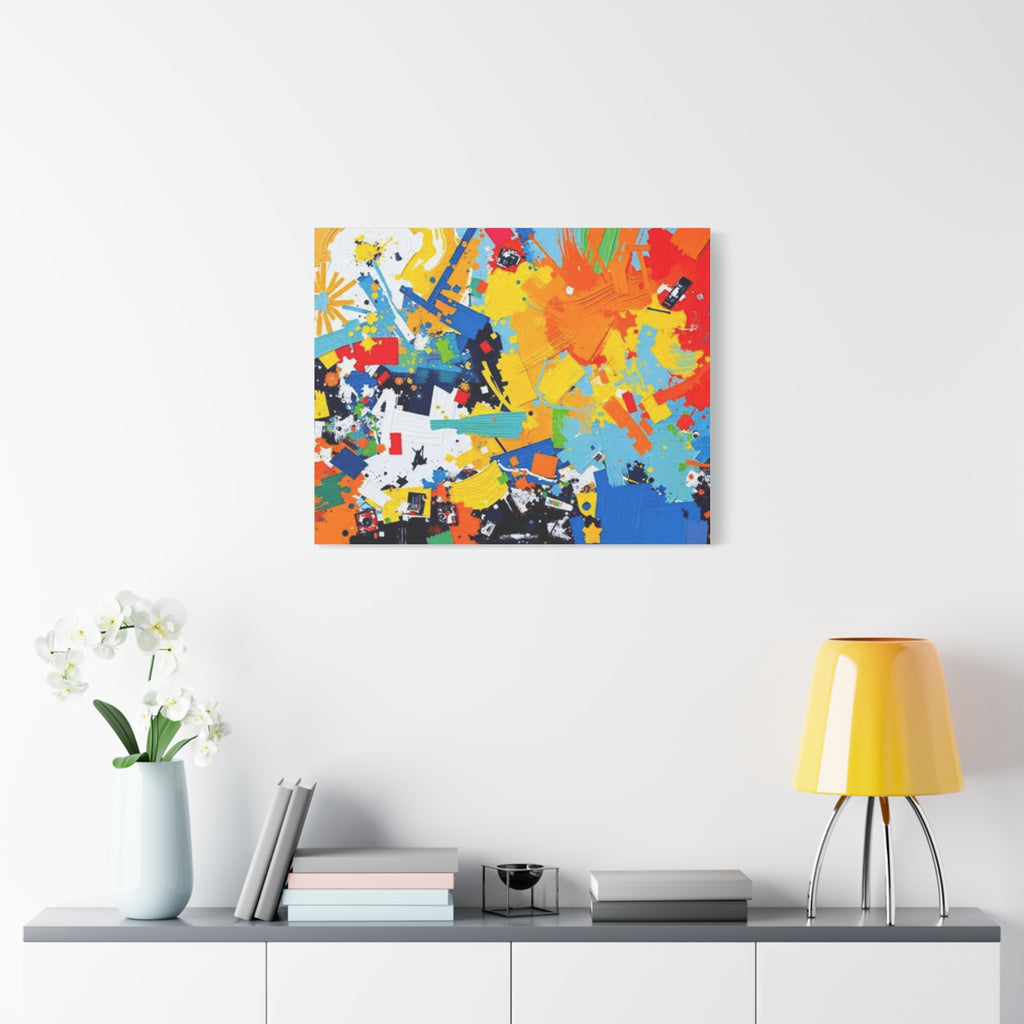 Abstract Splash Colorful Matte Canvas Wall Art – Vibrant Modern Stretched Print