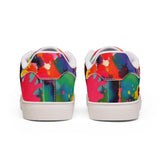 Men's Low-Top Leather Sneakers — Vibrant Multicolor Abstract Paint Splash Design thumbnail 6