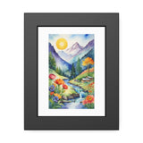 Framed Mountain Meadow Print — Watercolor Landscape Poster thumbnail 1