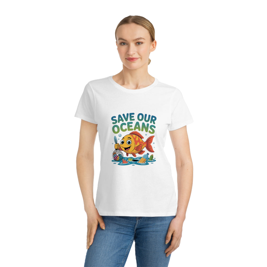 Save Our Oceans Women's Tee — Cute Fish Plastic Pollution Awareness Shirt