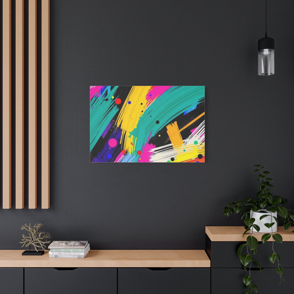 Abstract Neon Brushstroke Canvas Print — Colorful Modern Wall Art