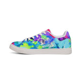 Abstract Neon Splash Leather Sneakers — Men's Low-Top Street Shoes thumbnail 4