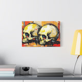 Skull Art Canvas Print – Colorful Graffiti Double Skulls Matte Stretched Wall Art thumbnail 1