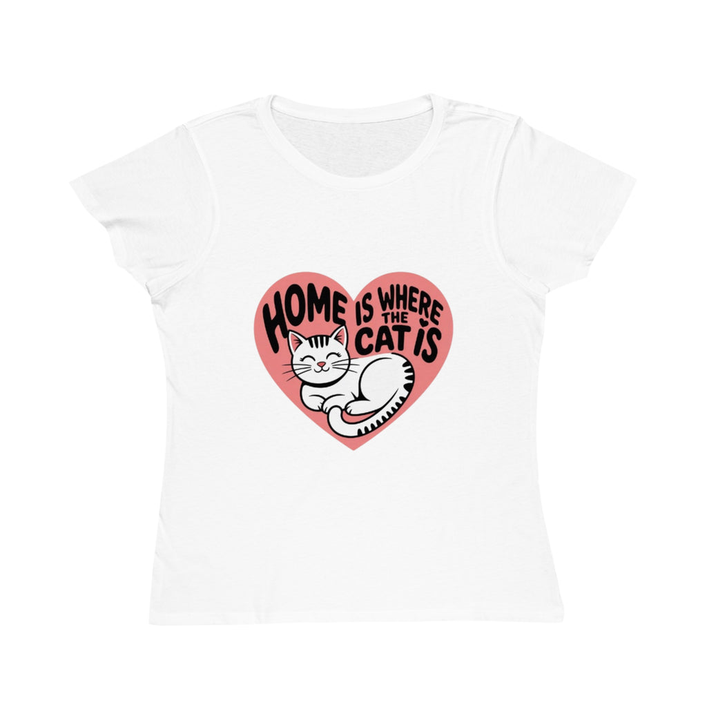 Cat Lover T-Shirt — "Home Is Where The Cat Is" Organic Women's Tee