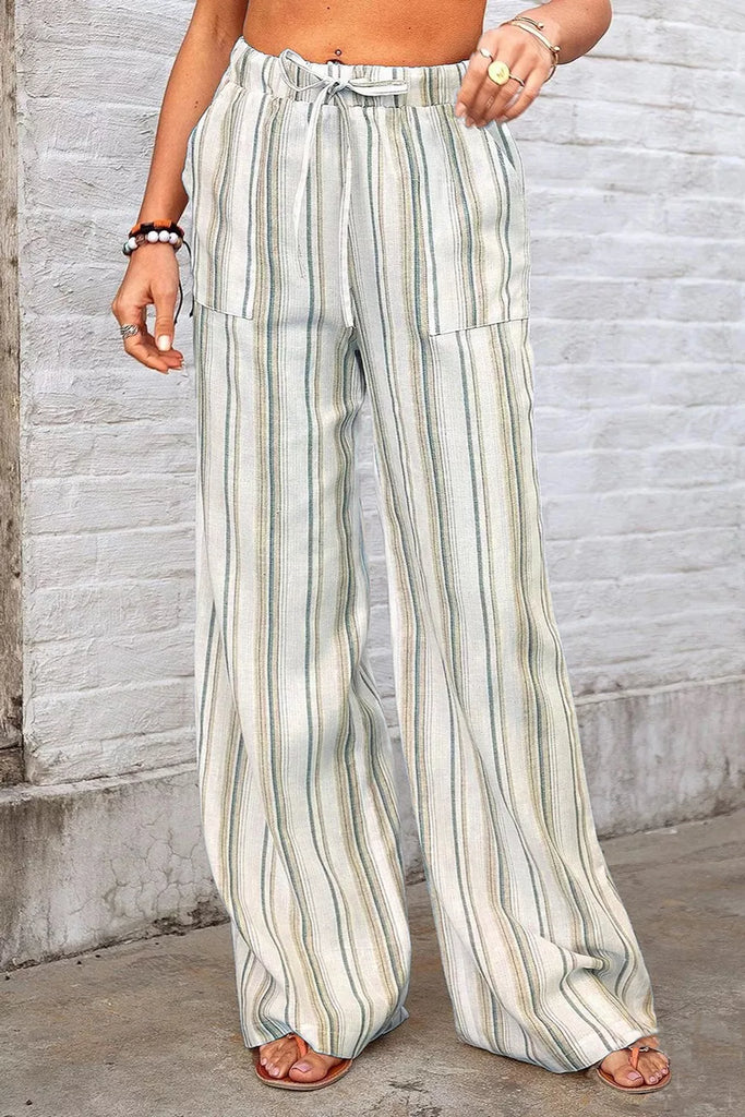 Full Size Striped Wide-Leg Pants Plus Size