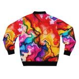 Colorful Abstract Marble Bomber Jacket — Men's Vibrant Swirl Print thumbnail 2