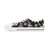 Low Top Sneakers — Black & White Floral Canvas Women's Casual Shoes thumbnail 3