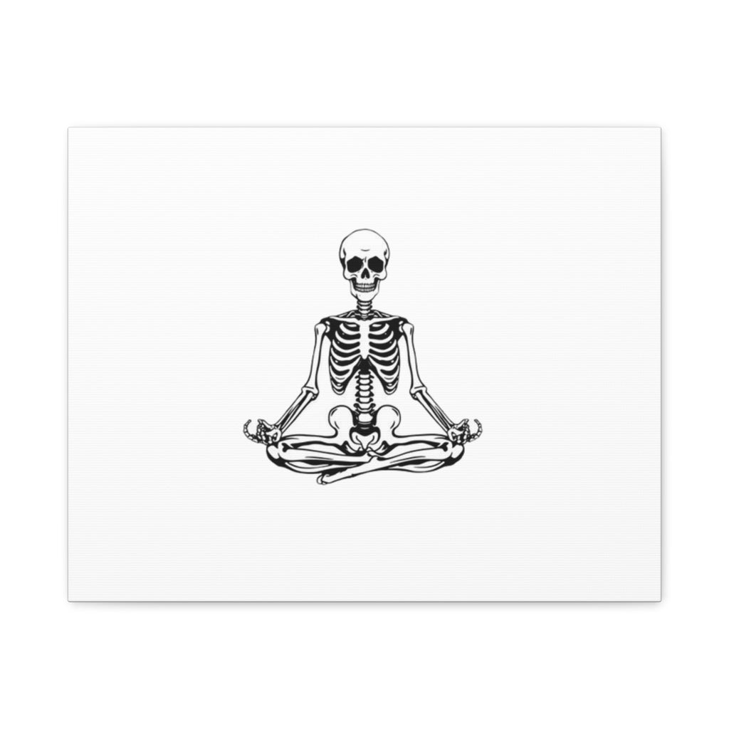 Yoga Skeleton Canvas Print — Meditating Skeleton Wall Art, Minimalist Gothic Home Decor