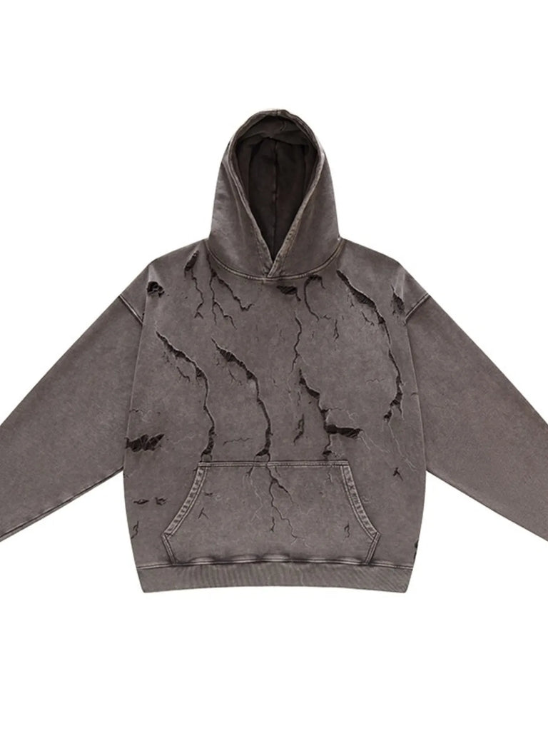 Men's Distressed Long Sleeve Hoodie