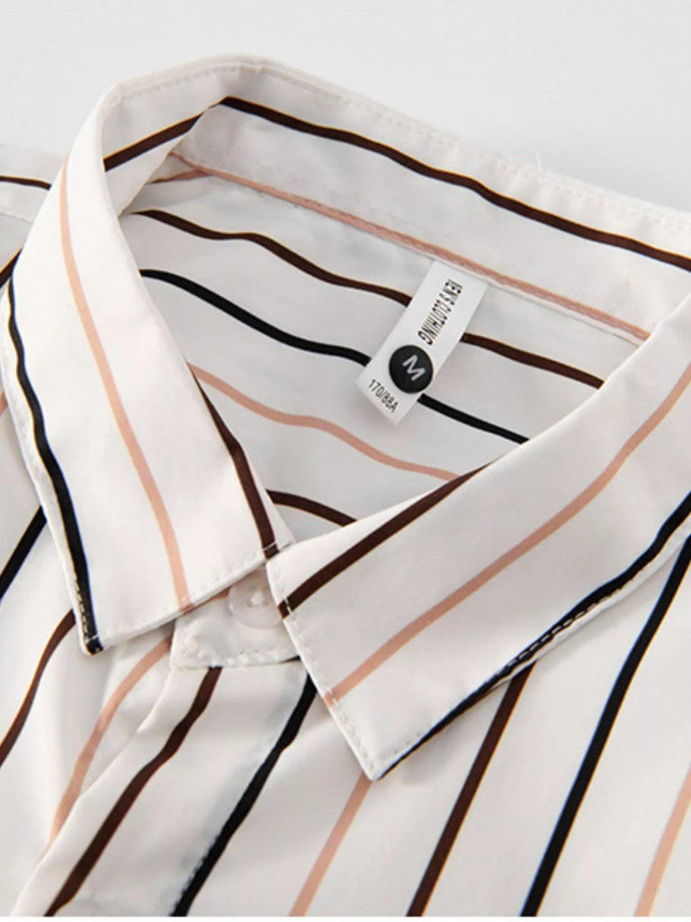 Men's Plus Size Striped Button Up Shirt