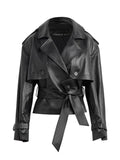 Leather Belted Trench Jacket thumbnail 4