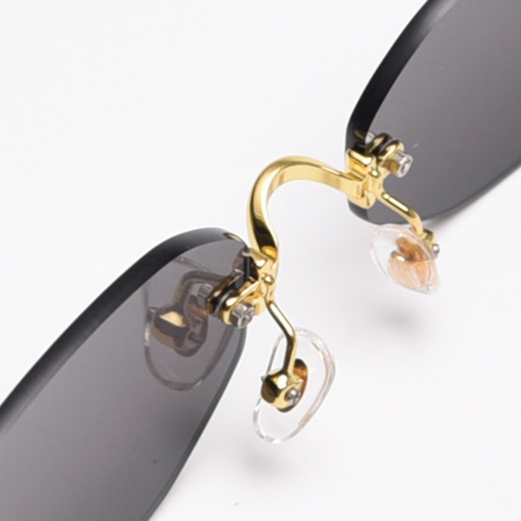 Rimless Oval Sunglasses with Gold Frame