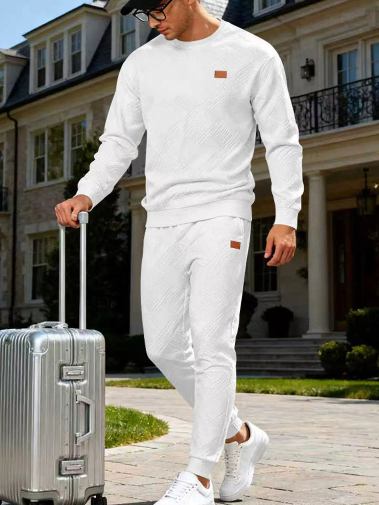 Men's Full Size Casual Textured Top and Pants Set Plus Size