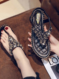 Rhinestone Embellished T-Strap Flat Sandals thumbnail 7