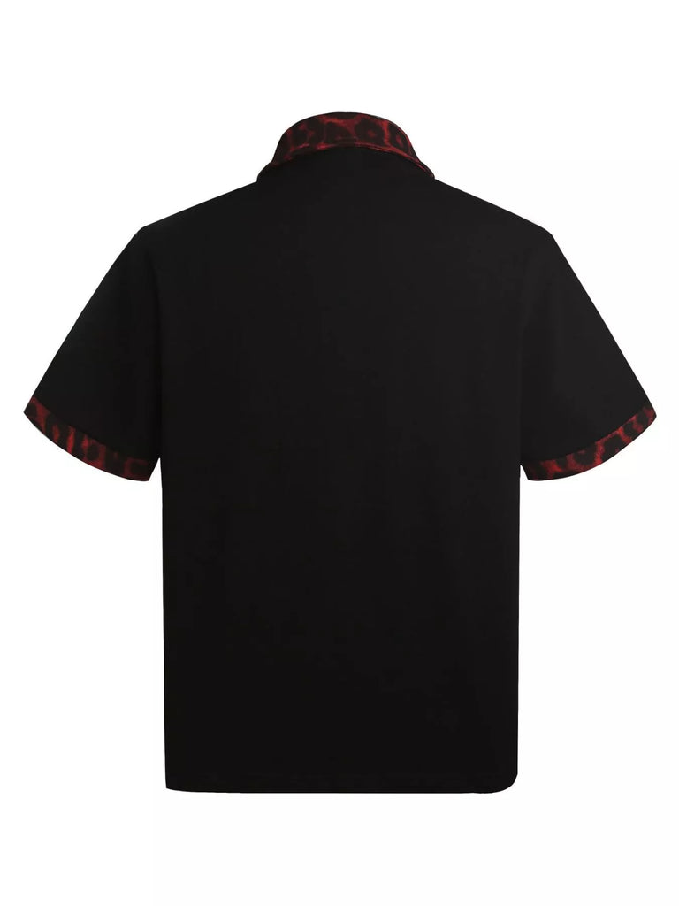 Men's Graphic Leopard Collar Short Sleeve Polo