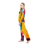 Colorful Abstract Satin Pajama Set — Women's Vibrant Lounge PJs thumbnail 6