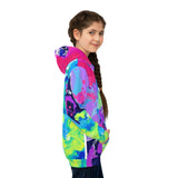 Kids' Neon Splash Hoodie – Colorful Abstract All-Over Print thumbnail 6