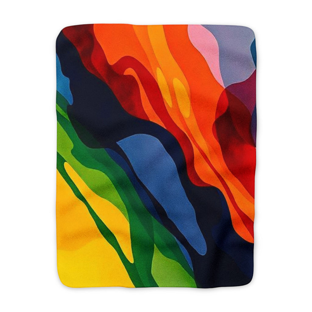 Abstract Rainbow Waves Sherpa Blanket