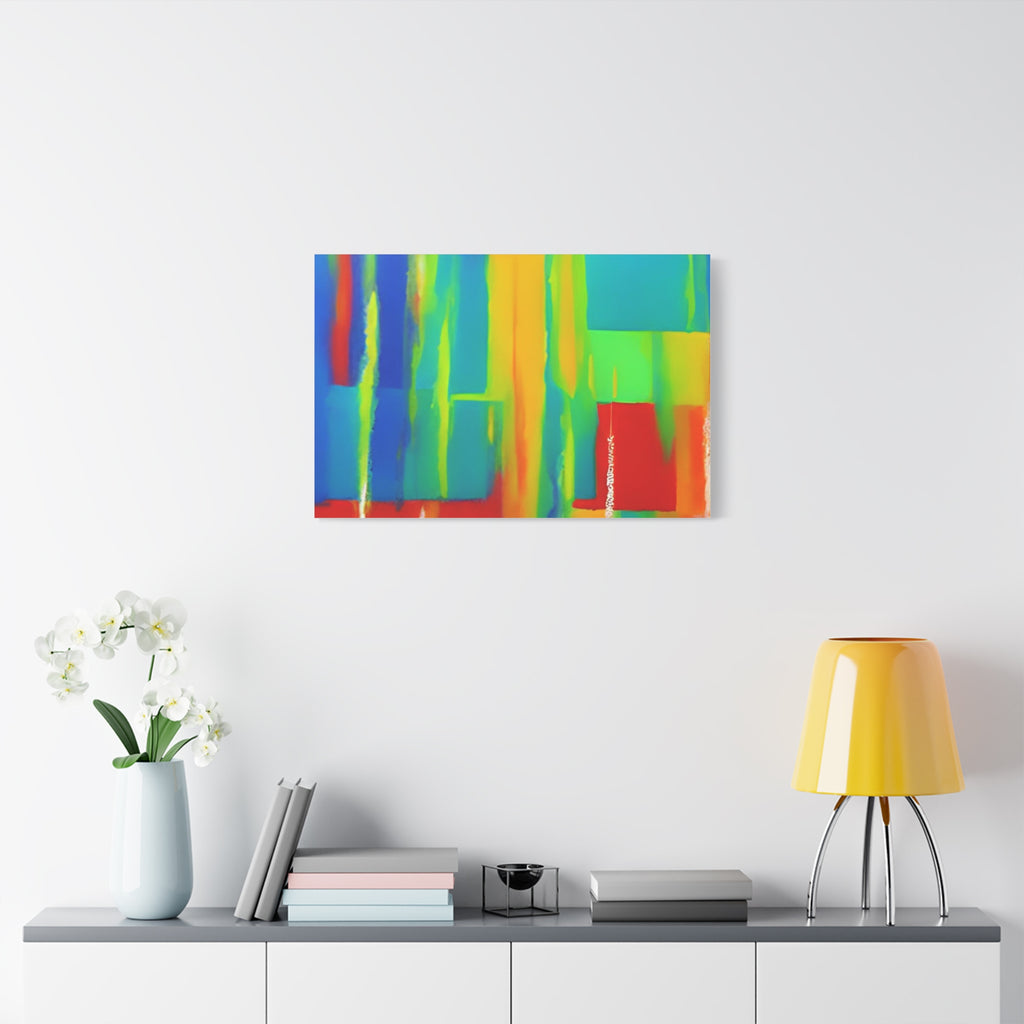 Abstract Rainbow Blocks Matte Canvas Print