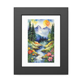 Framed Poster - Watercolor Mountain Stream Landscape thumbnail 1