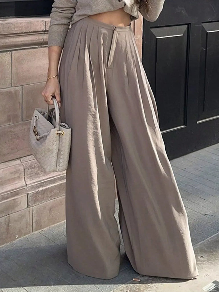 Wide-Leg Pleated Pants