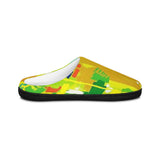 Colorful Abstract Men’s Indoor Slippers — Bright Yellow Artistic House Shoes thumbnail 6
