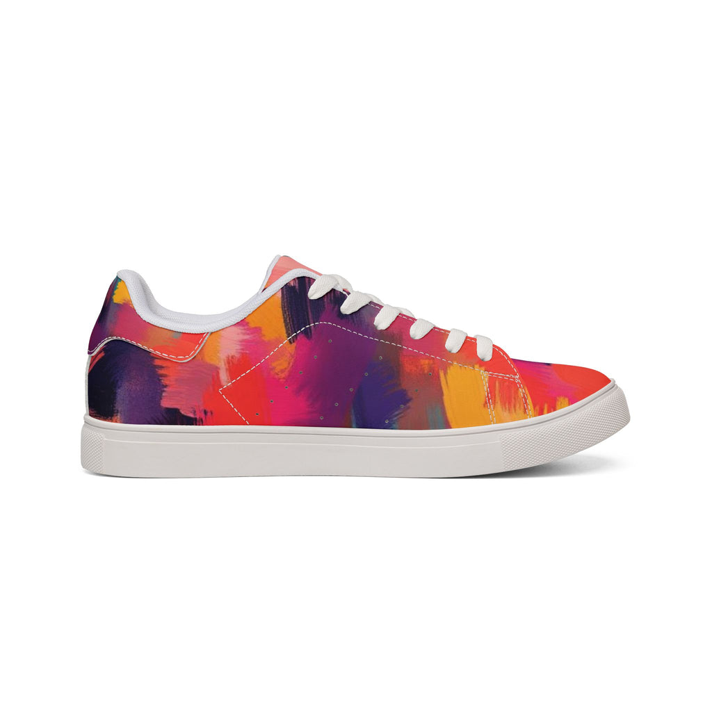 Low-Top Sneakers — Vibrant Abstract Paint Splash Leather Shoes