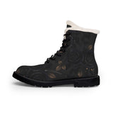 Women's Black Rose Fur-Lined Leather Boots — Warm Winter Lace-Up Combat Style thumbnail 4