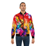 Colorful Abstract Marble Bomber Jacket — Men's Vibrant Swirl Print thumbnail 3