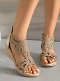 Rhinestone Open Toe Wedge Sandals thumbnail 4