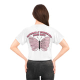 Emotionally Unavailable Since Birth Crop Tee — Pink Butterfly Graphic thumbnail 4
