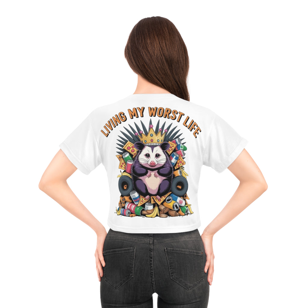 Living My Worst Life Crop Tee — Funny Panda Throne Graphic