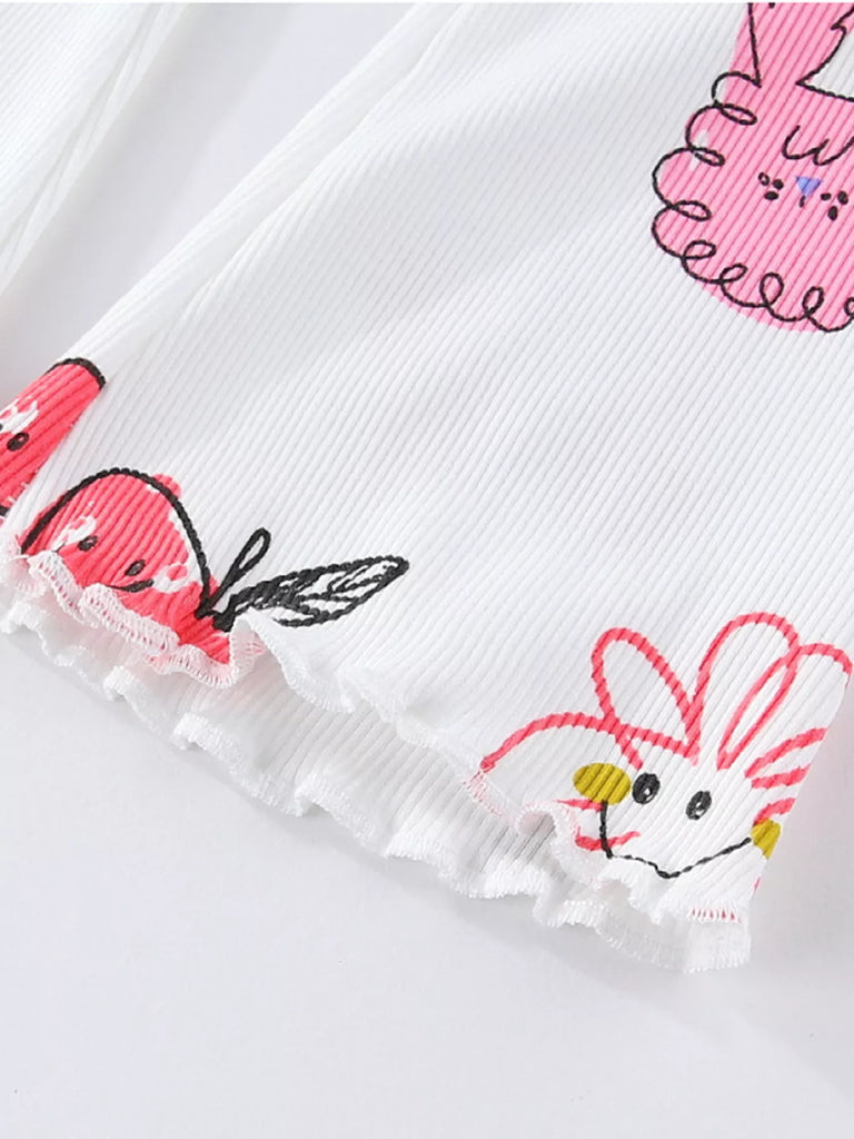 Children's Whimsical Doodle Print Flared Leggings