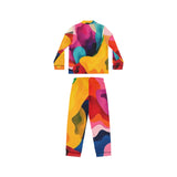 Colorful Abstract Satin Pajama Set — Women's Vibrant Lounge PJs thumbnail 3