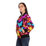 Butterfly Glow Bomber Jacket — Vibrant Neon Butterflies All-Over Print thumbnail 6