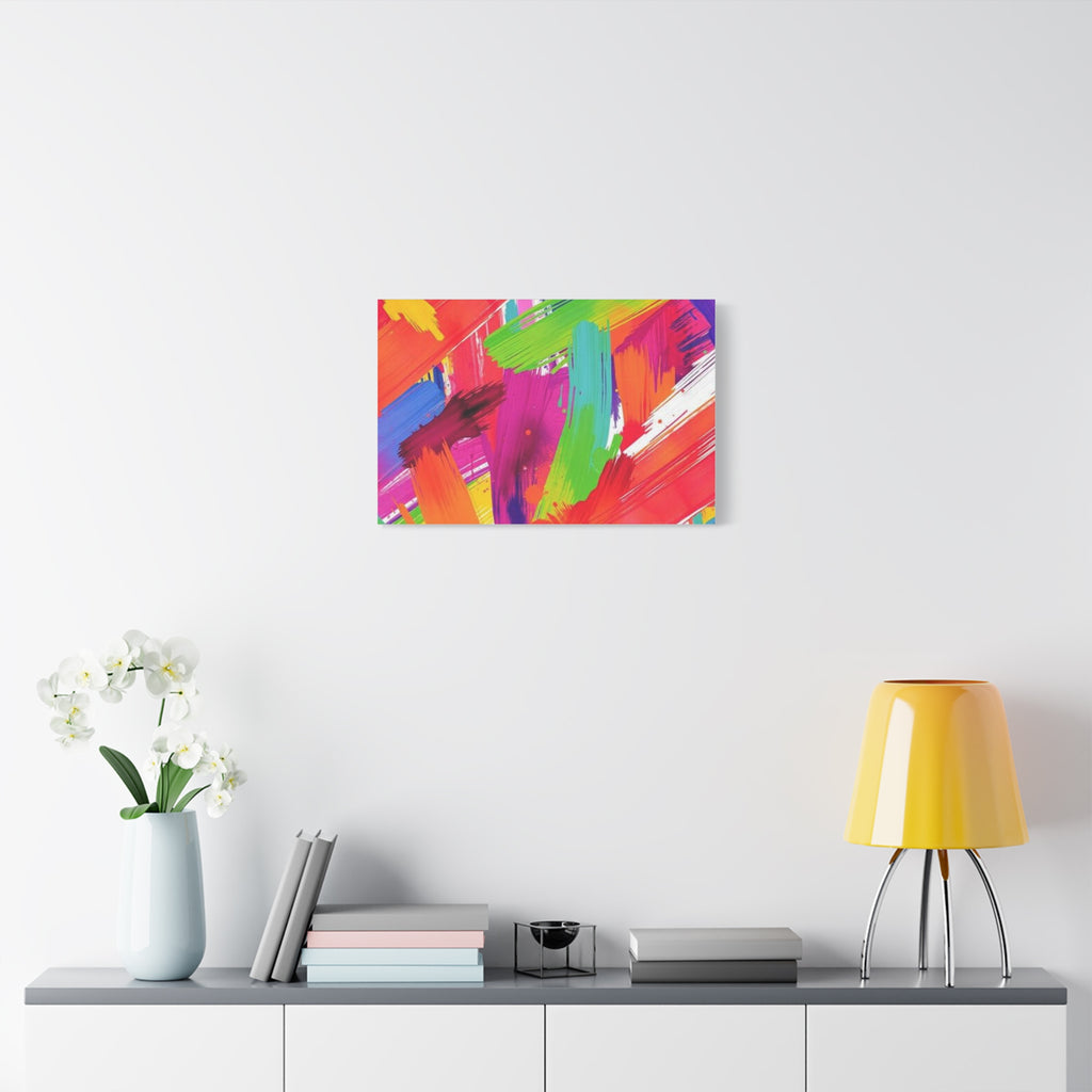 Abstract Rainbow Brushstrokes Matte Canvas Wall Art — Vibrant Stretched 1.25"