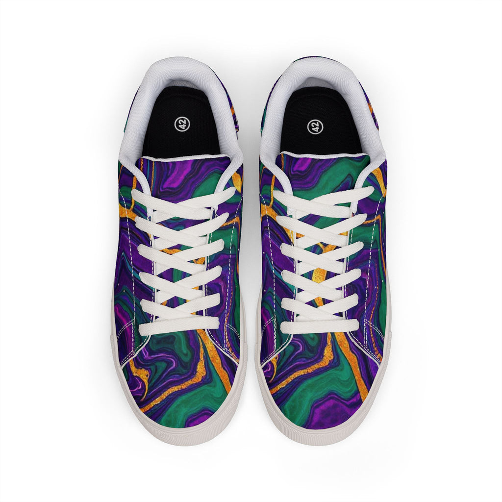 Low-Top Sneakers — Psychedelic Marble Swirl Leather