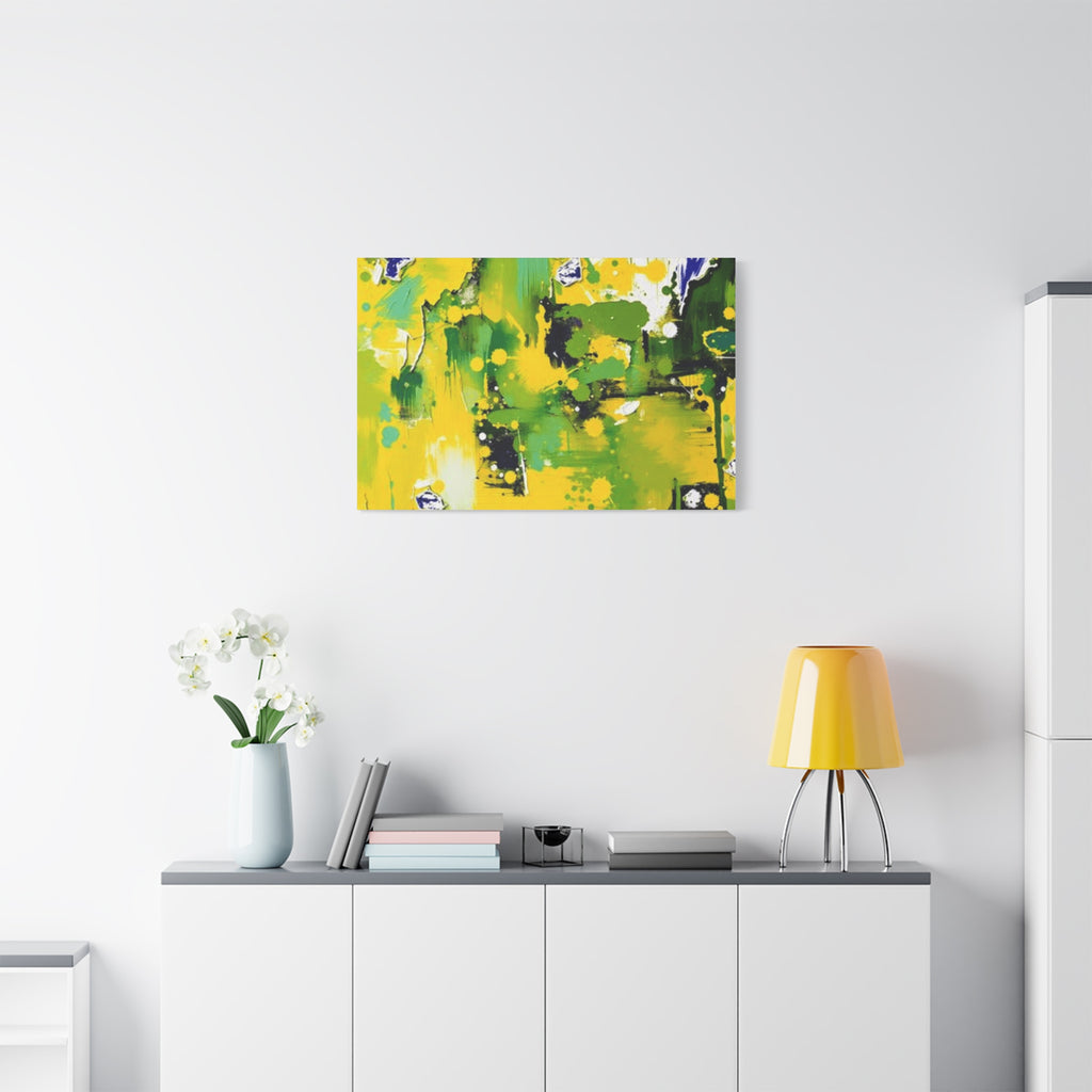 Abstract Green & Yellow Matte Canvas Print – Vibrant Modern Wall Art
