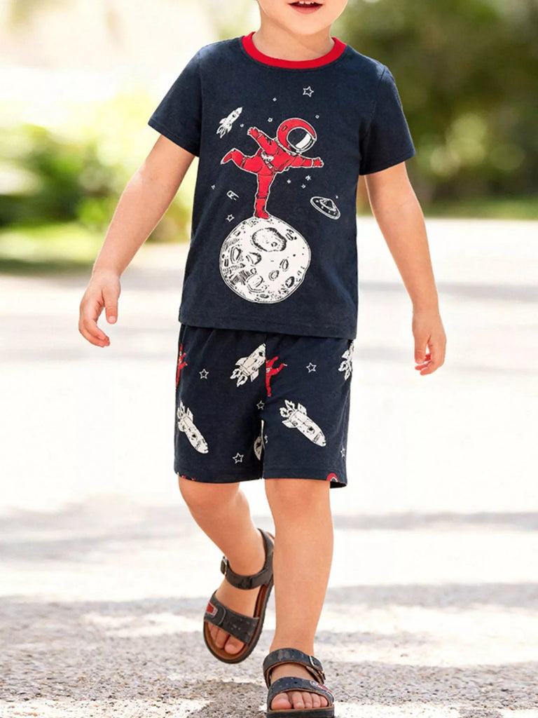 Children's Astronaut and Rocket Tee and Shorts Set
