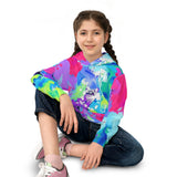 Kids' Neon Splash Hoodie – Colorful Abstract All-Over Print thumbnail 7