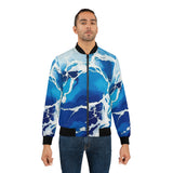 Blue Ocean Wave Bomber Jacket thumbnail 3
