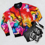 Colorful Abstract Marble Bomber Jacket — Men's Vibrant Swirl Print thumbnail 4
