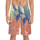 Abstract Brushstroke Men's Board Shorts — Colorful Summer Swim Trunks thumbnail 3