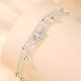 925 Sterling Silver Zircon Star Chain Bracelet thumbnail 3